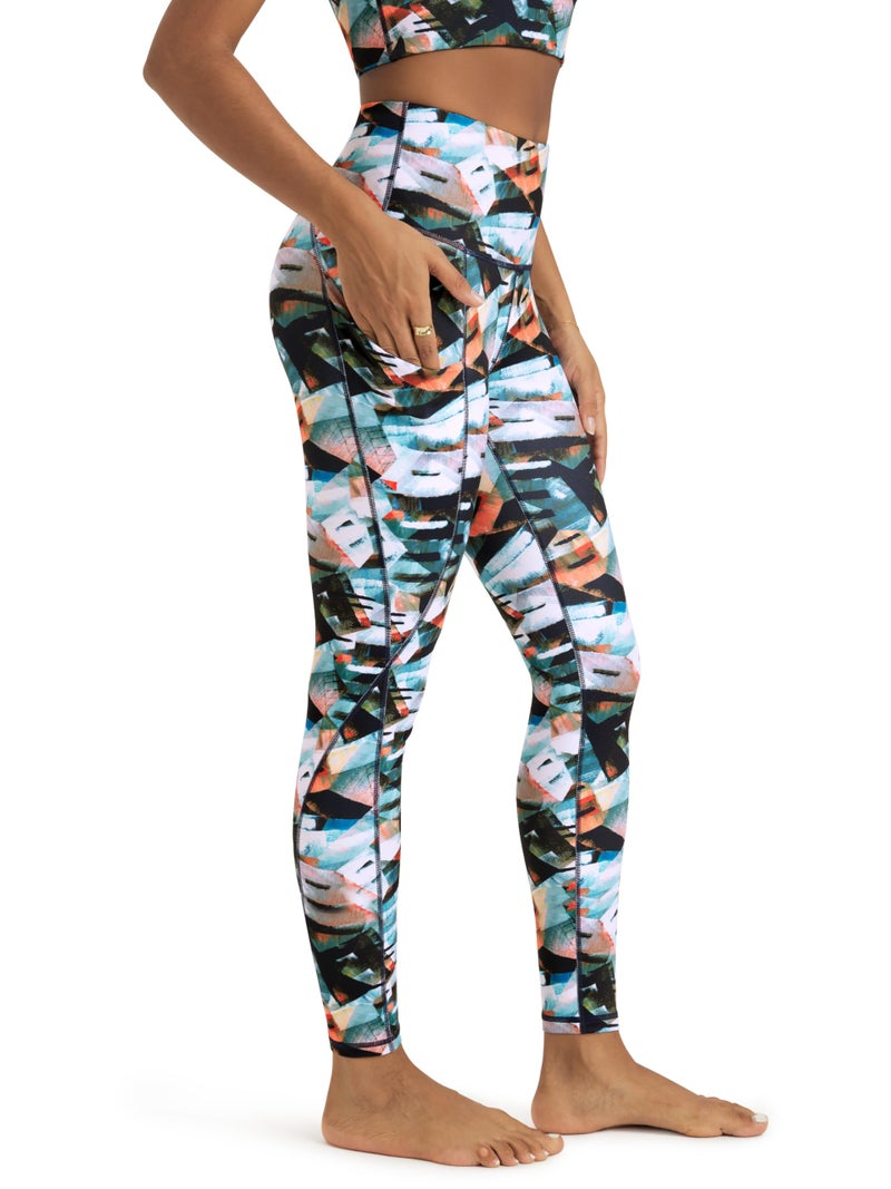 ODODOS Women's High Waisted Full Length Yoga Leggings with Pockets, 28" Inseam Tummy Control Non See Through Workout Athletic Running Yoga Pants, FineArt, Medium - Image 1